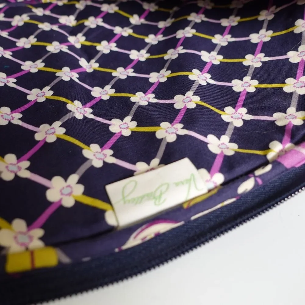 Vera Bradley Floral Birds Nightingale Laptop Zipper Sleeve 11 x 14” Purple Blue